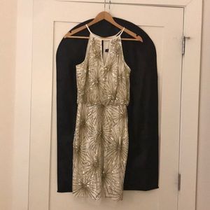 White Silver and Gold Sequin Aiden Mattox Dress